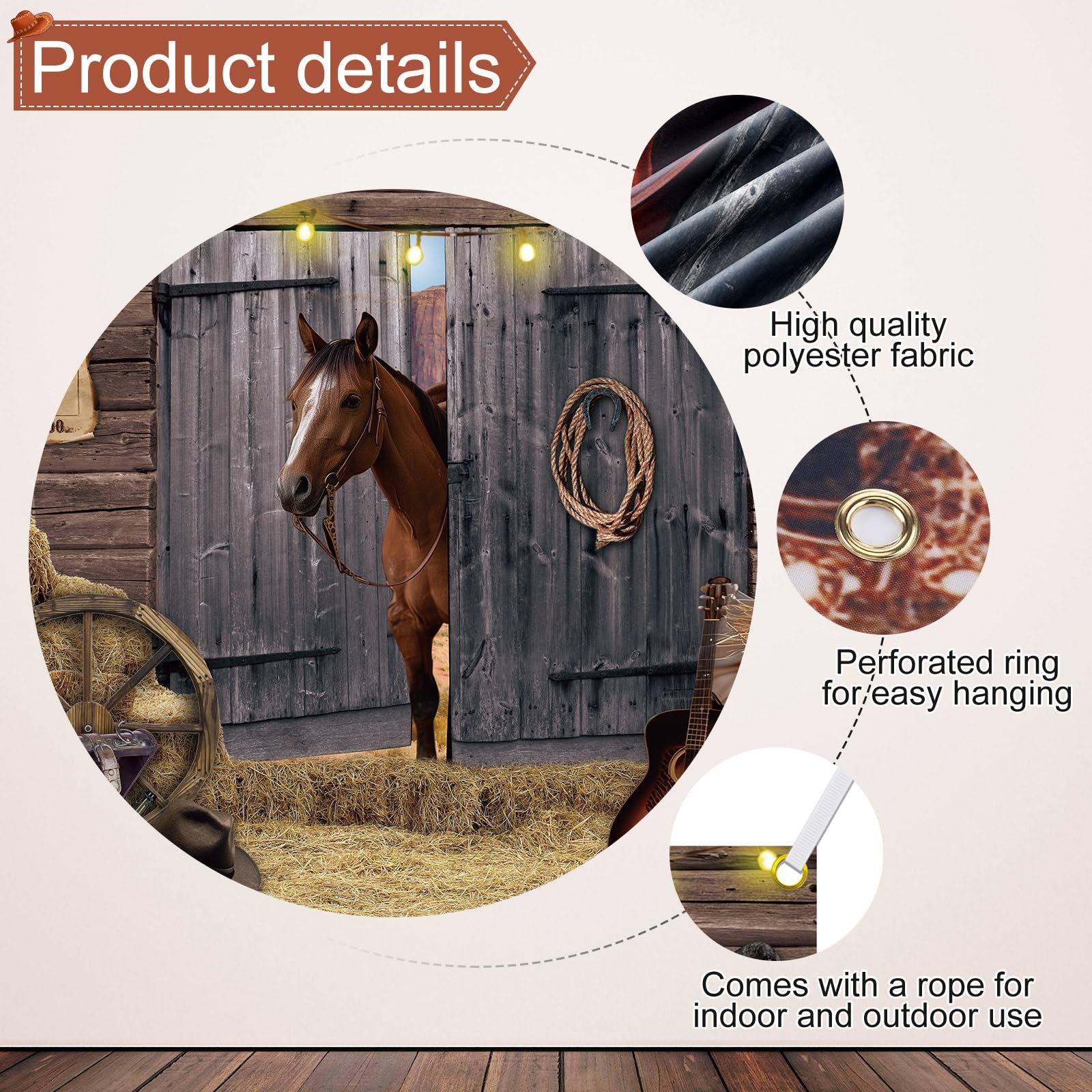 Western Party Backdrop Western Cowboy Party Decoration Supply Wild 7 x 5 ft