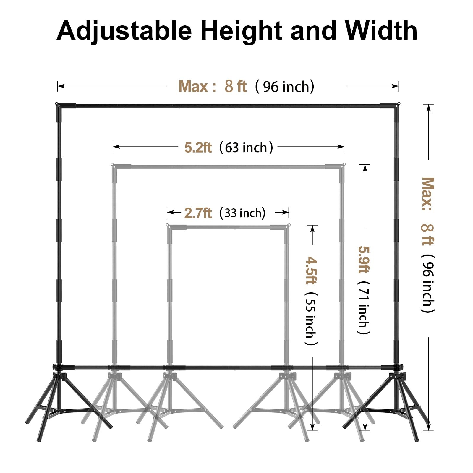Backdrop Banner Stand,8 x 8 Ft Heavy Duty Adjustable Background Stand Photo B…