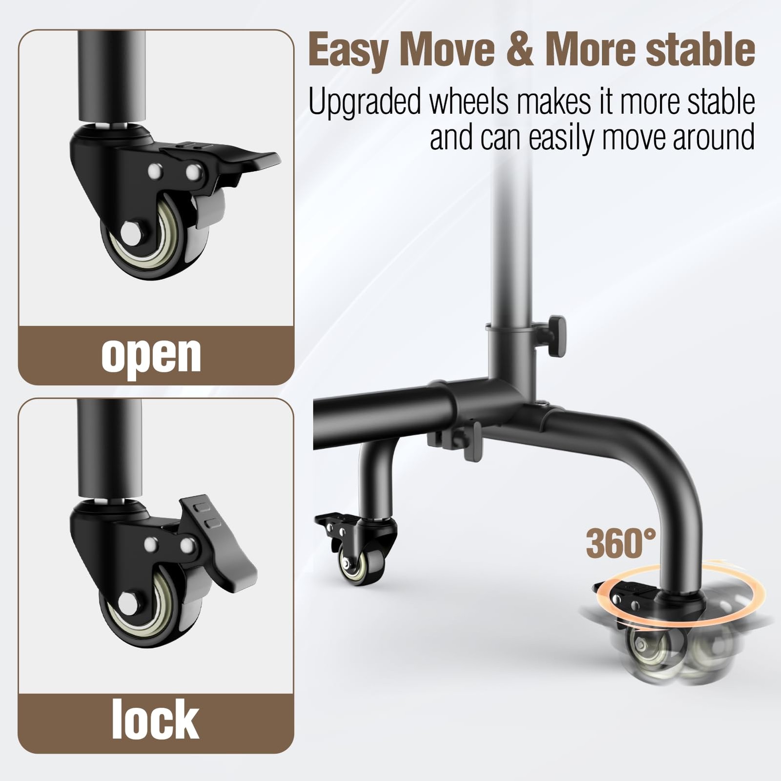 Rolling Backdrop Stand with Wheels – 10 x7.5 ft (WxH) Adjustable – Moveable P…
