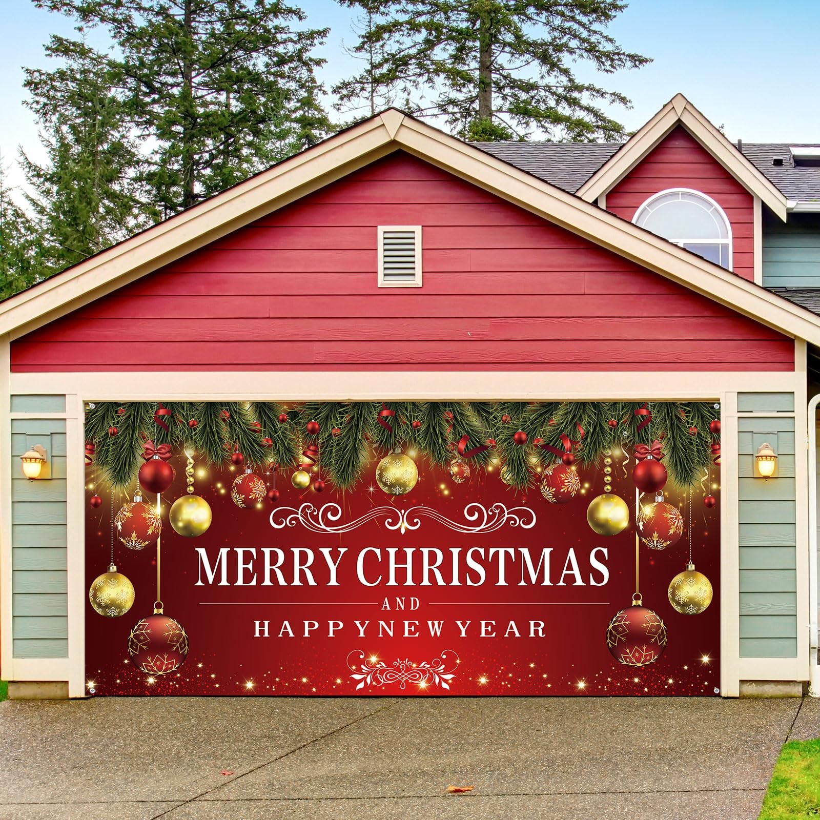 Newwiee Christmas Garage Door Decorations Cover Banner 6 x 13 ft Garage Door …