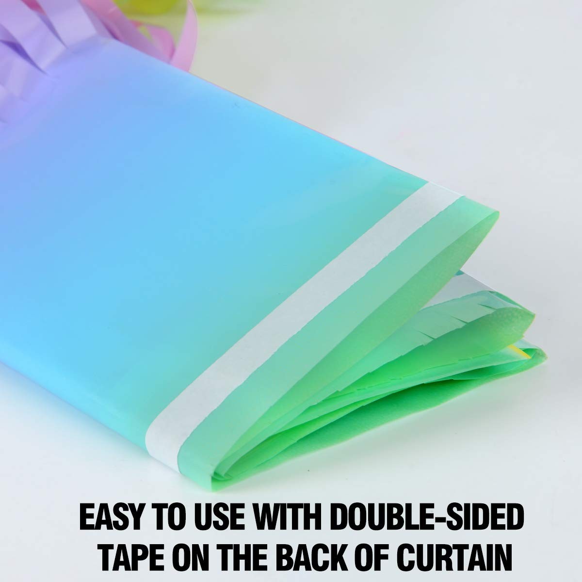 2 PCS 3.2×8.2 Ft Macaron Rainbow Foil Fringe Curtains Easter Backdrop