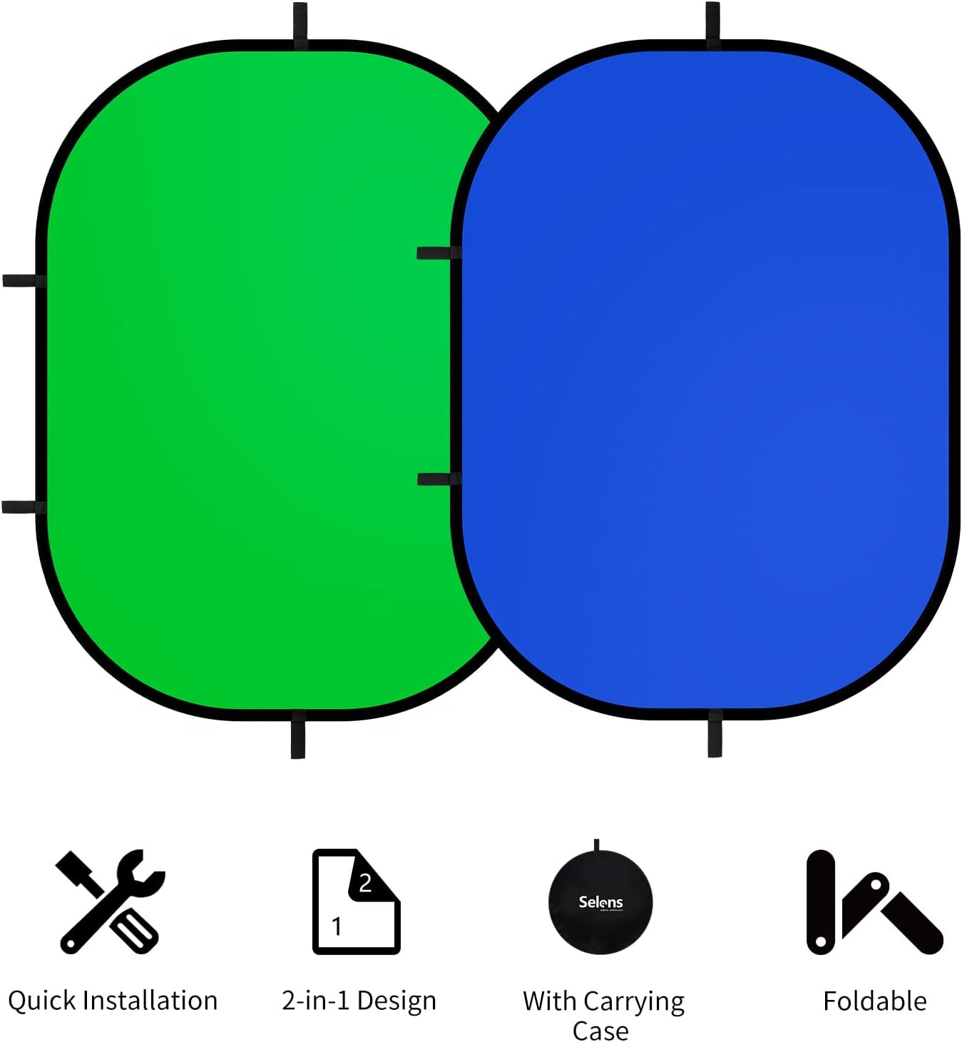 59X39.3 Inches Green Screen Backdrop for Photography, 2-In-1 Collapsible Backdro