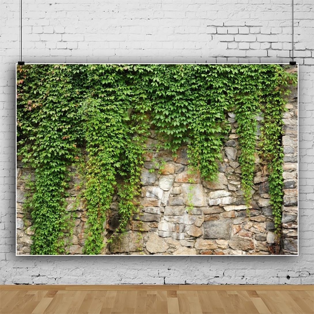 Yeele 20x10ft Green Leaves Wall Backdrop Spring Rustic Green Vine Plants Vint…