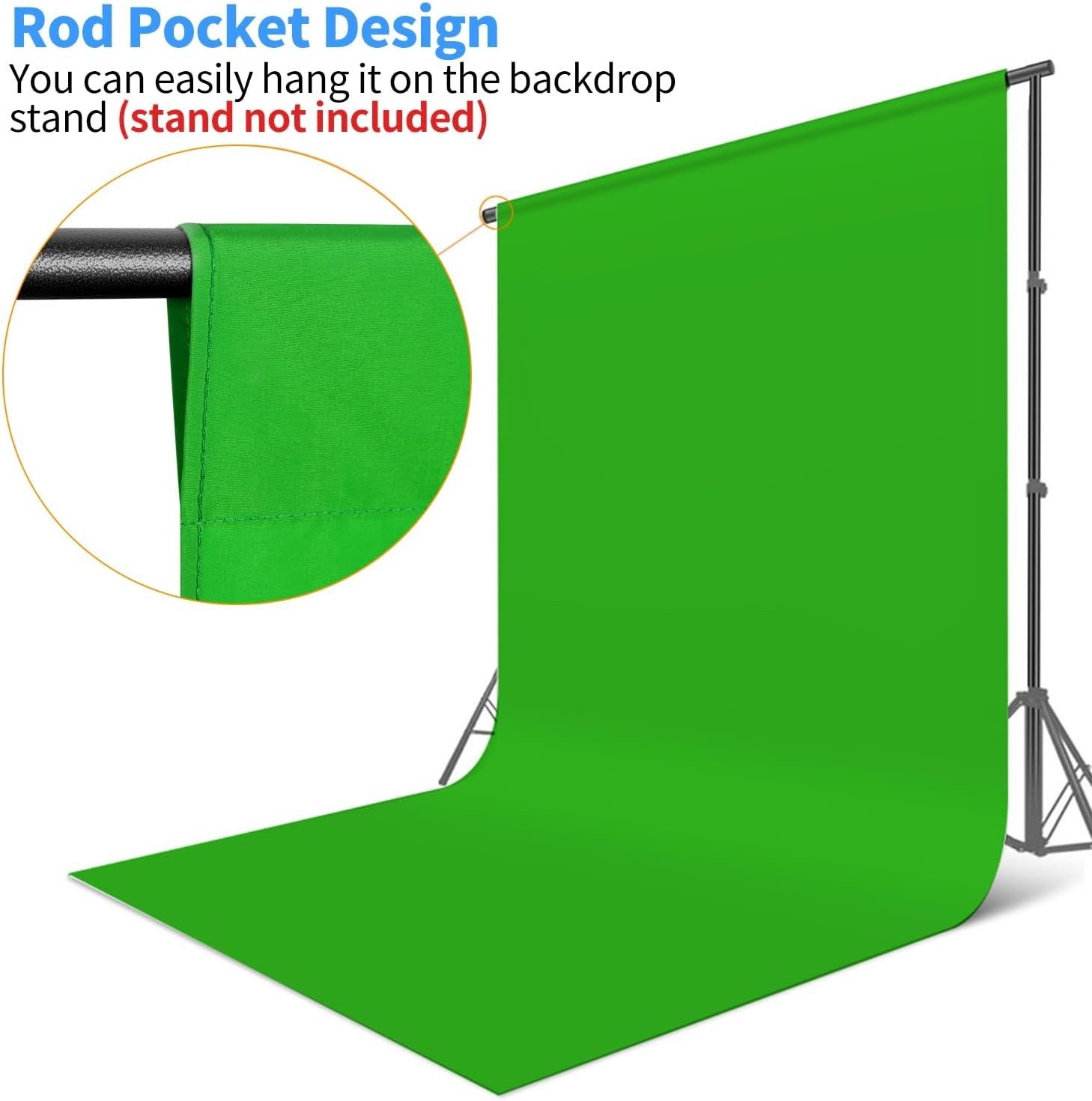 Durable 6x9ft Polyester Green Screen with Rod Pocket for Streaming & Gaming
