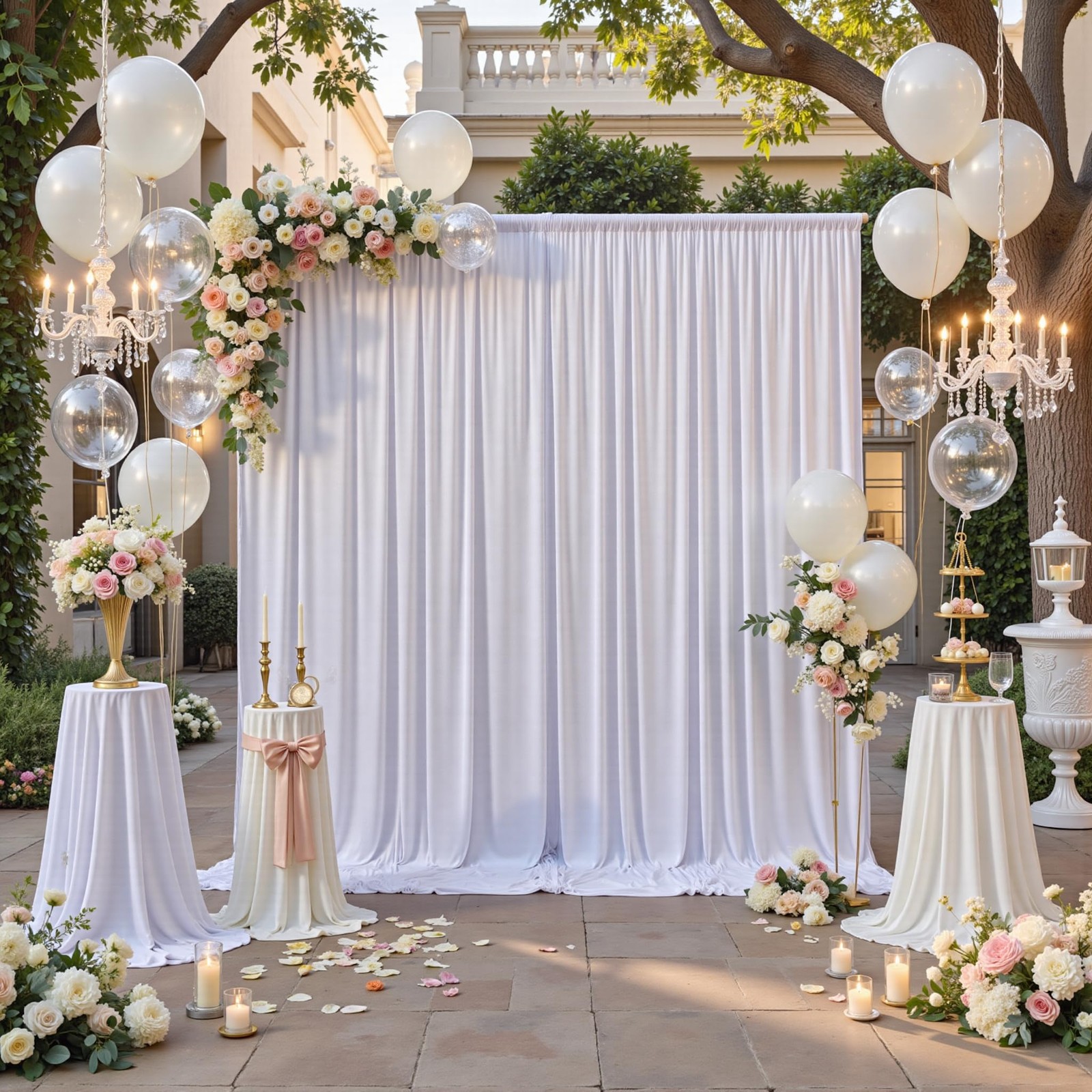 12ft x 10ft White Backdrop Curtains for Parties, Free 2 Panels Photo Backdrop…