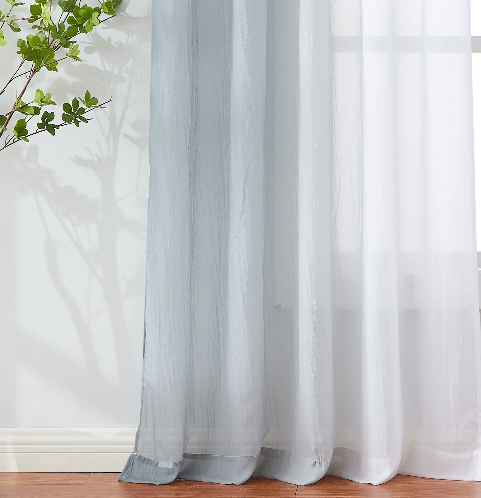 1 Piece Ombre Chiffon Sheer Window Scarf Valance Curtain 18ft for Living Room…
