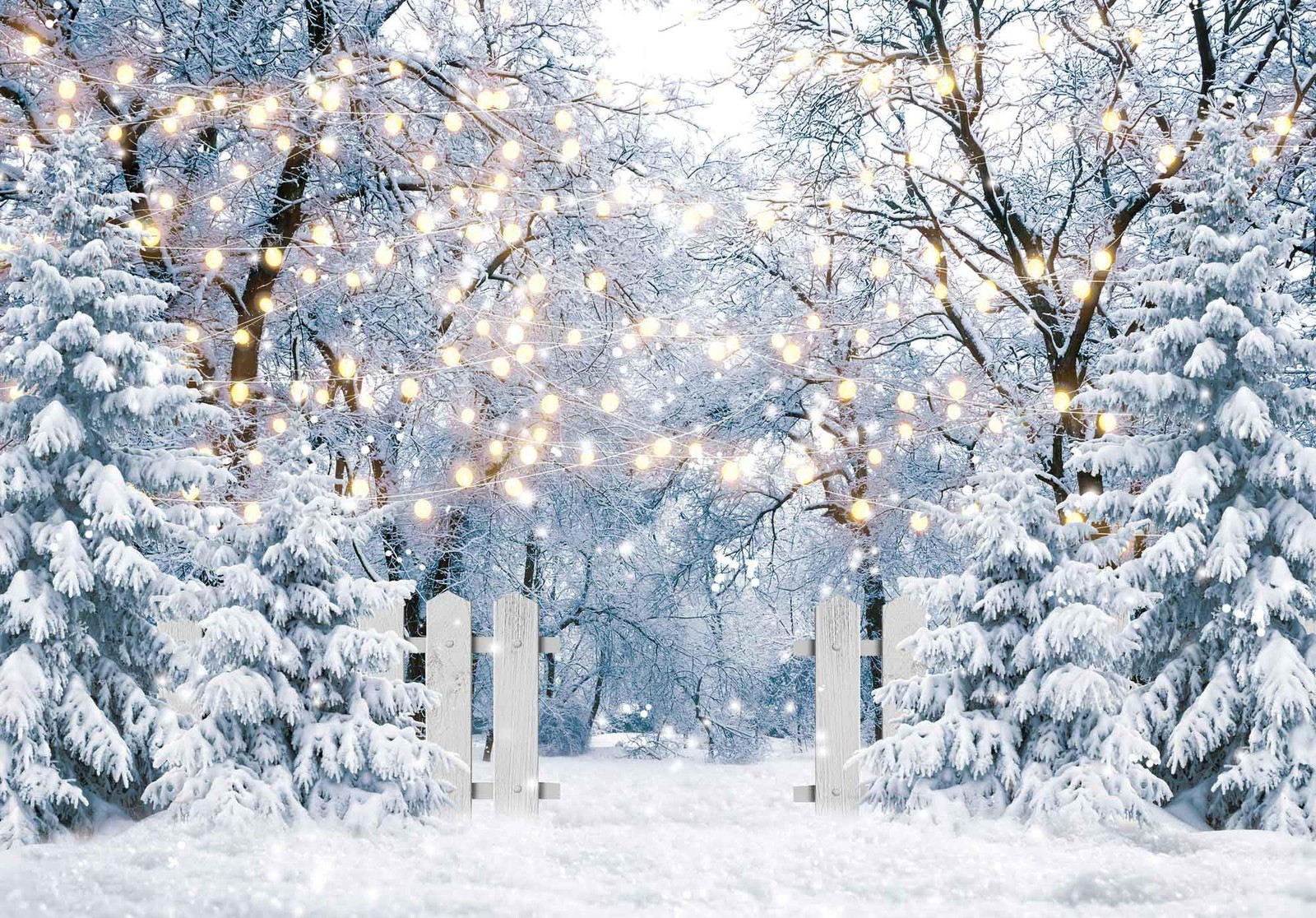 7x5FT Blue Winter Forest Scene Photography Backdrop Wonderland Snowflake Land…