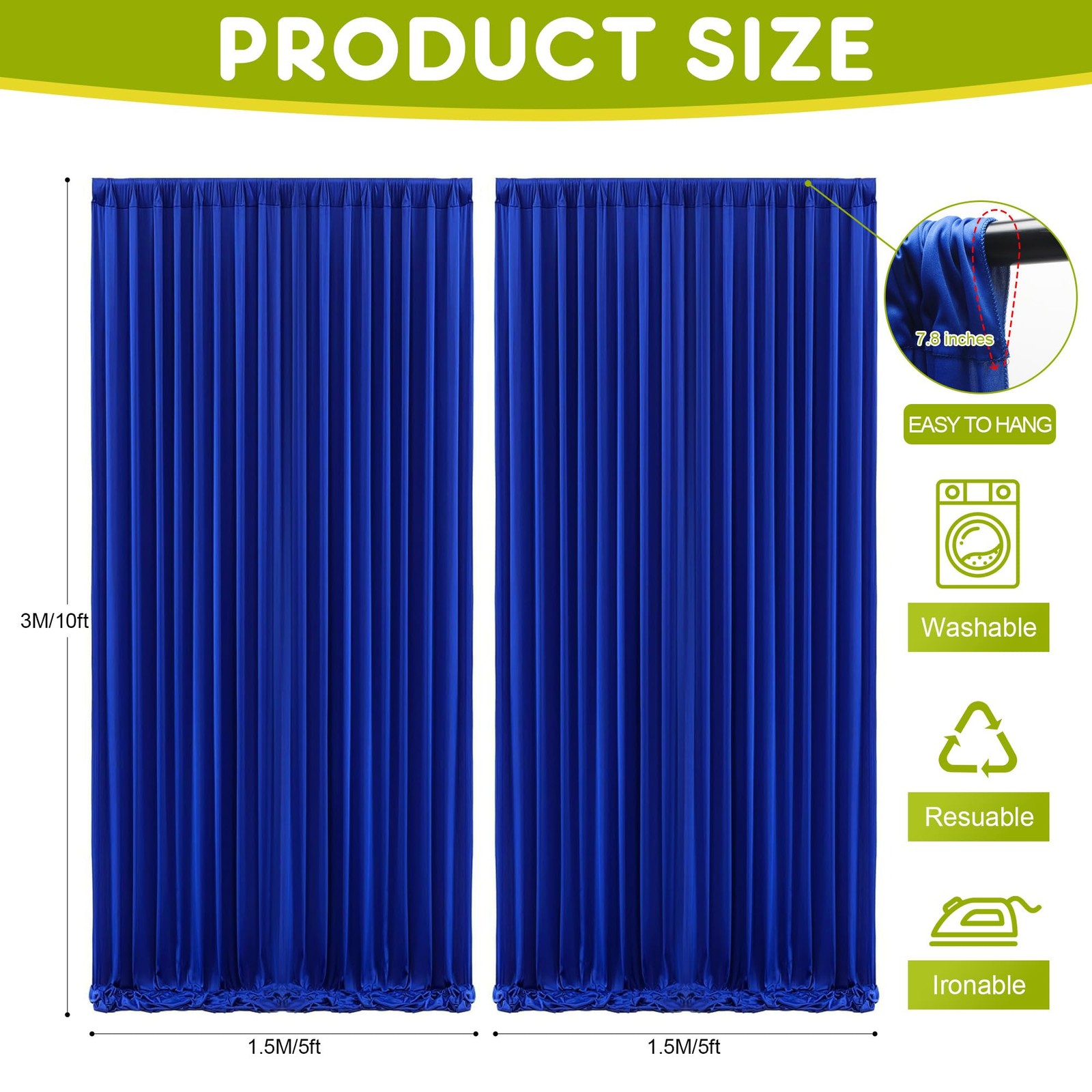 Royal Blue Backdrop Curtain for Parties 10x10FT Photo Backdrop Drapes for Wed…