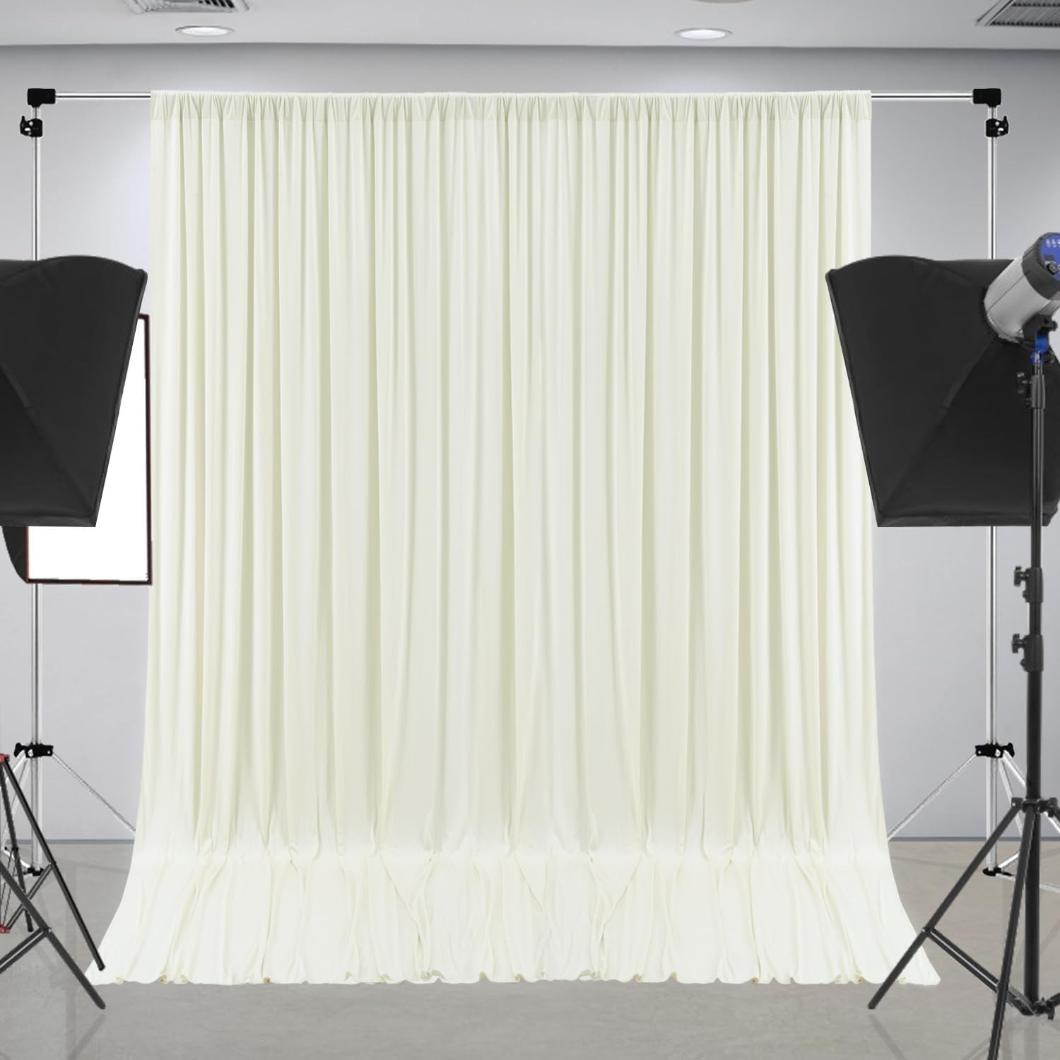 40ft Ivory Wrinkle-Free Backdrop Curtain for Weddings & Events – 8 Panels