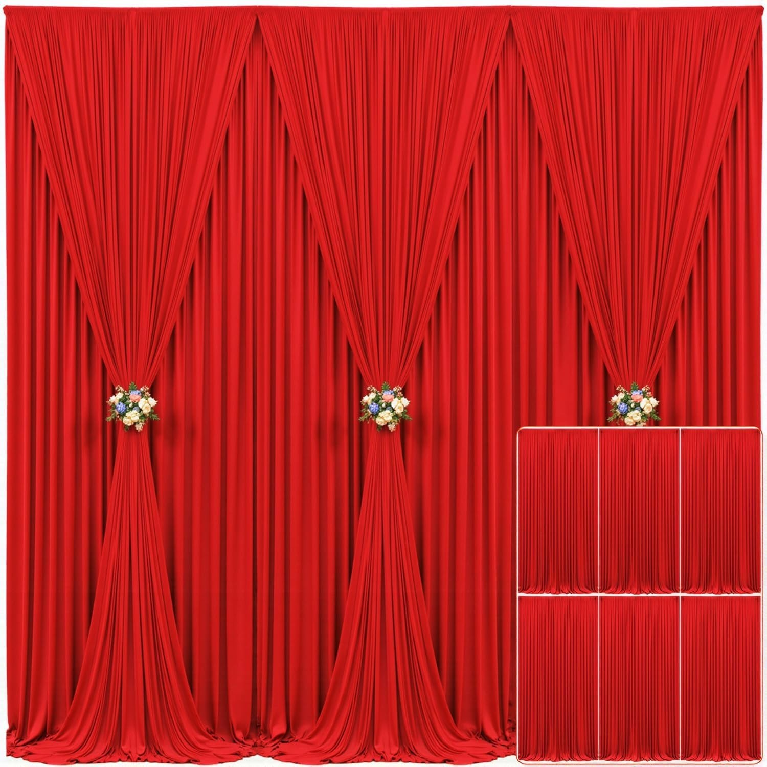 Red Birthday Party Photo Booth Curtain – 6 Panels