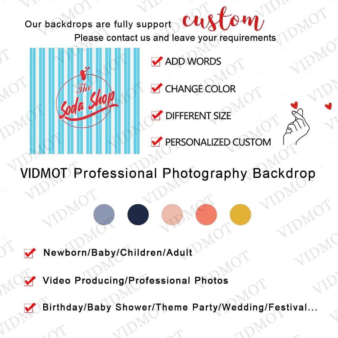 Soda Shop Backdrop 50s Party Blue White Stripes Sock Hop Photo Studio 8x8ft