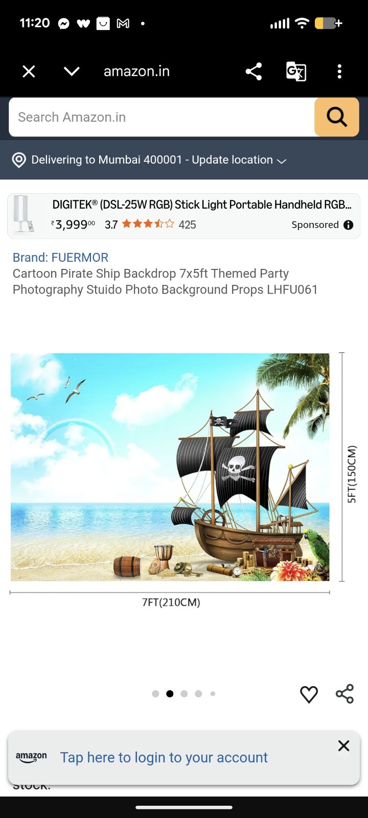 Fuermor Cartoon Pirate Ship Background Backdrop