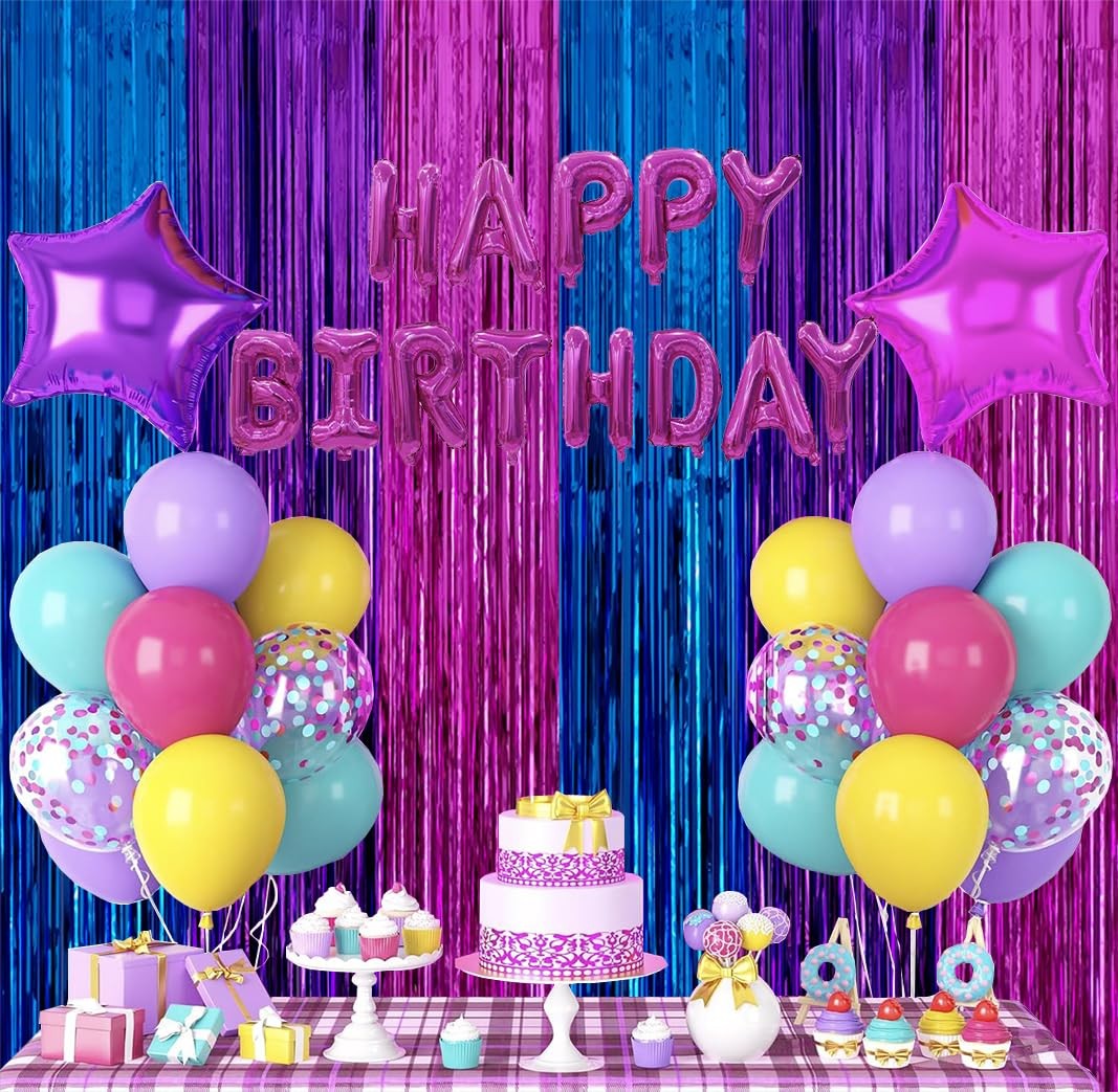 2 Pack 3.3×6.6ft Blue Purple 3.3ft x 6.6ft (1m x 2m), Hot Pink