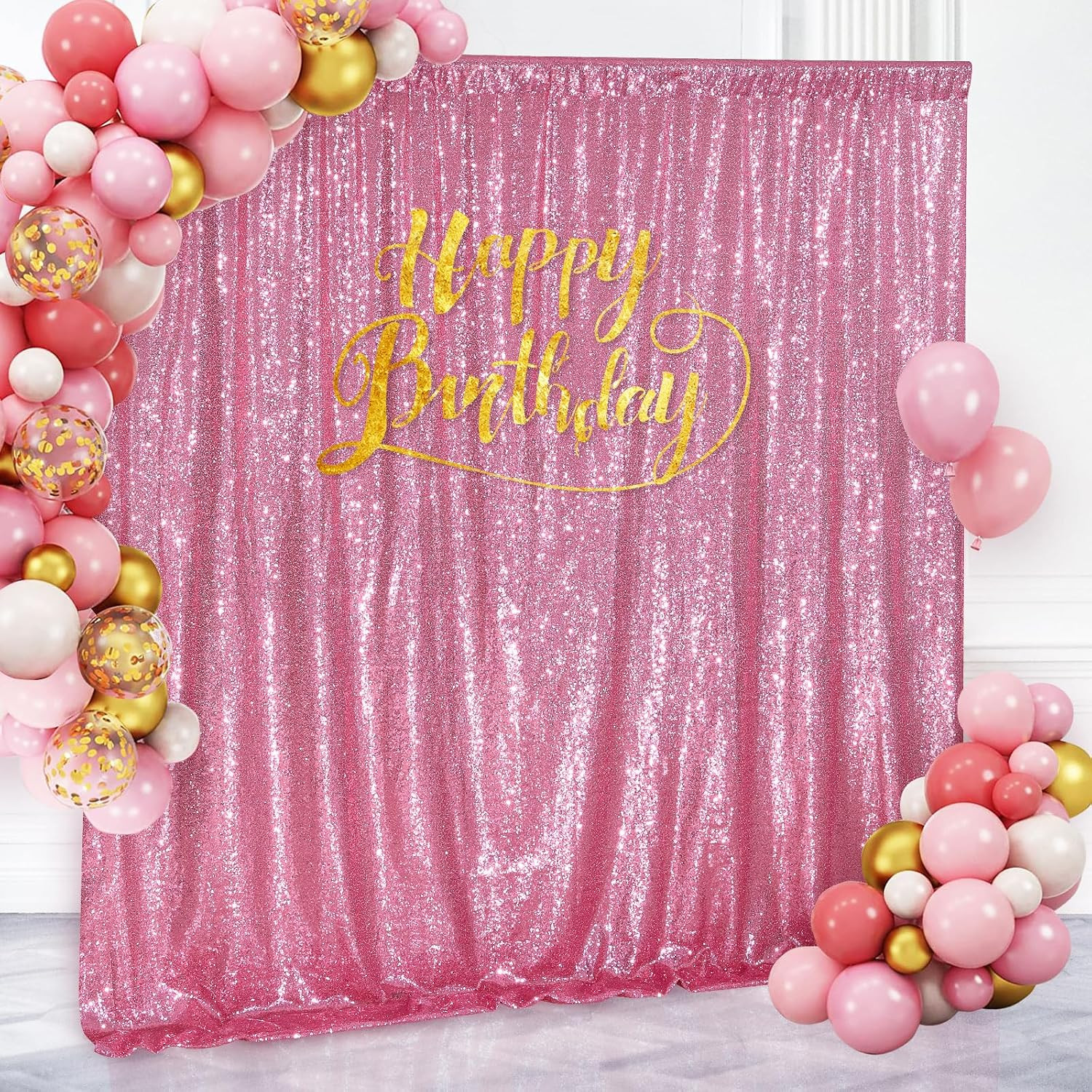 Blush Pink Sequin Backdrop Glitter Backdrop Curtains 7ft x 7ft Glitter Backgroun