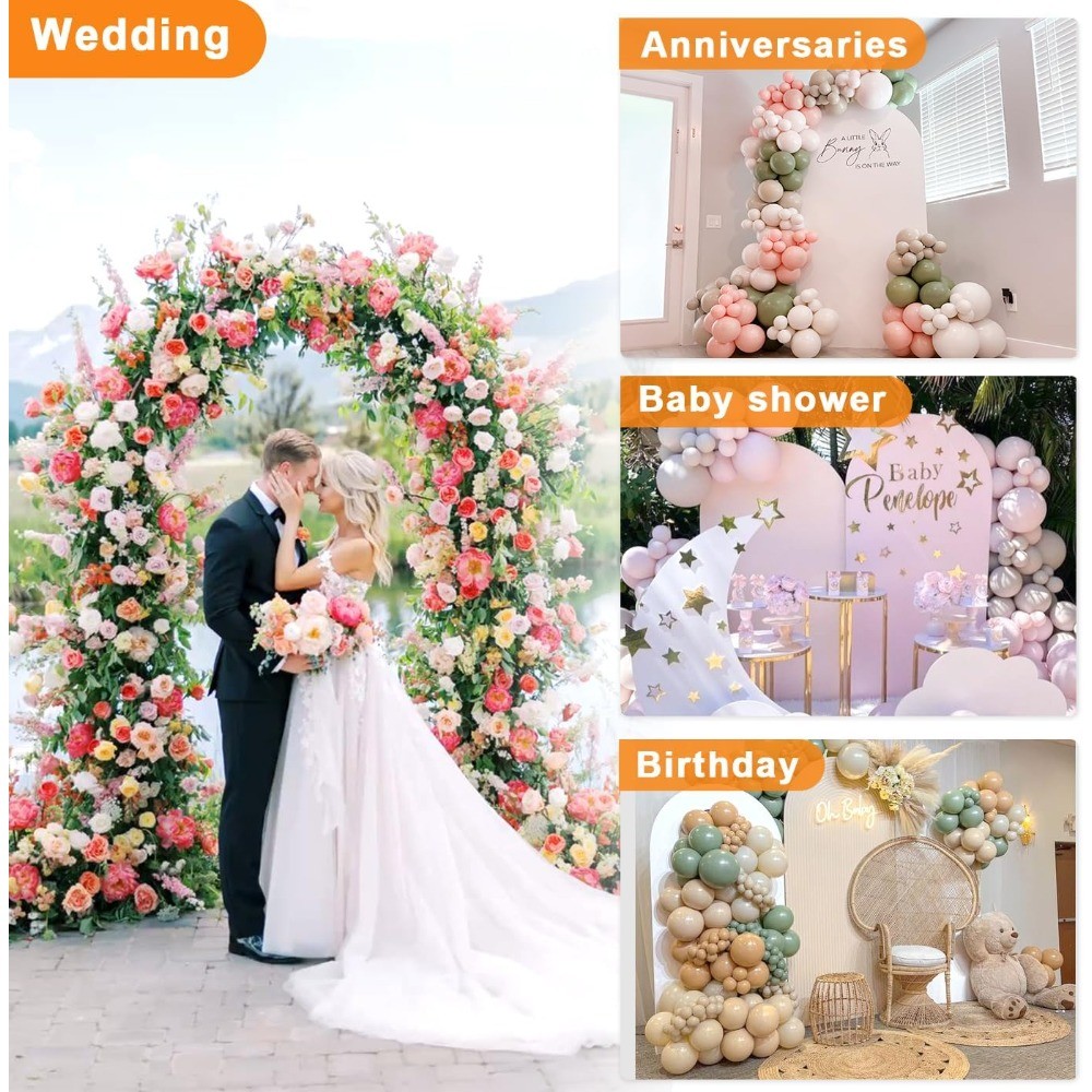 6.6FT Metal Wedding Arch Stand with Base, Backdrop Frame, Black