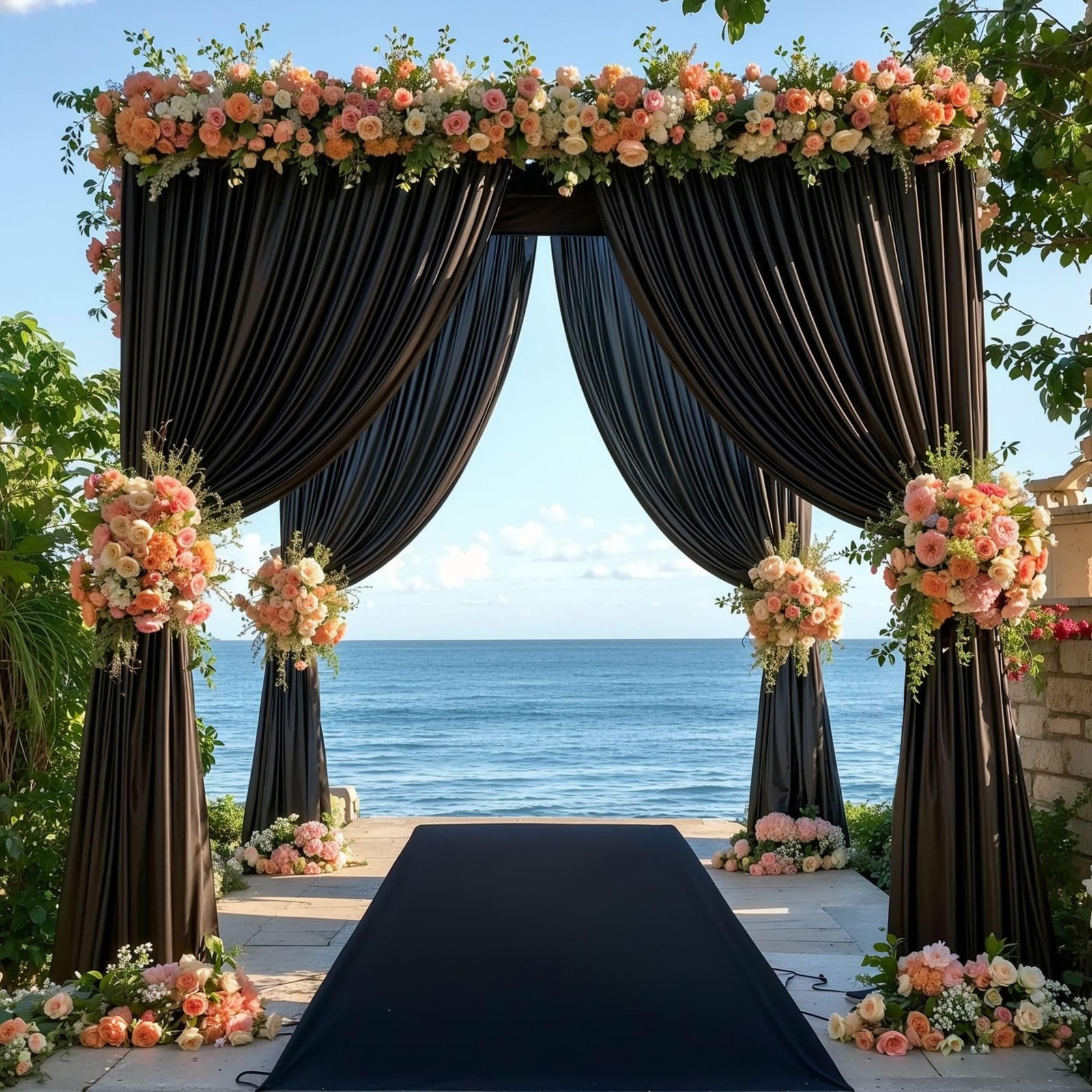 2 PCS 10×10 Ft Black Backdrop Curtains Wrinkle Free Polyester Drapes