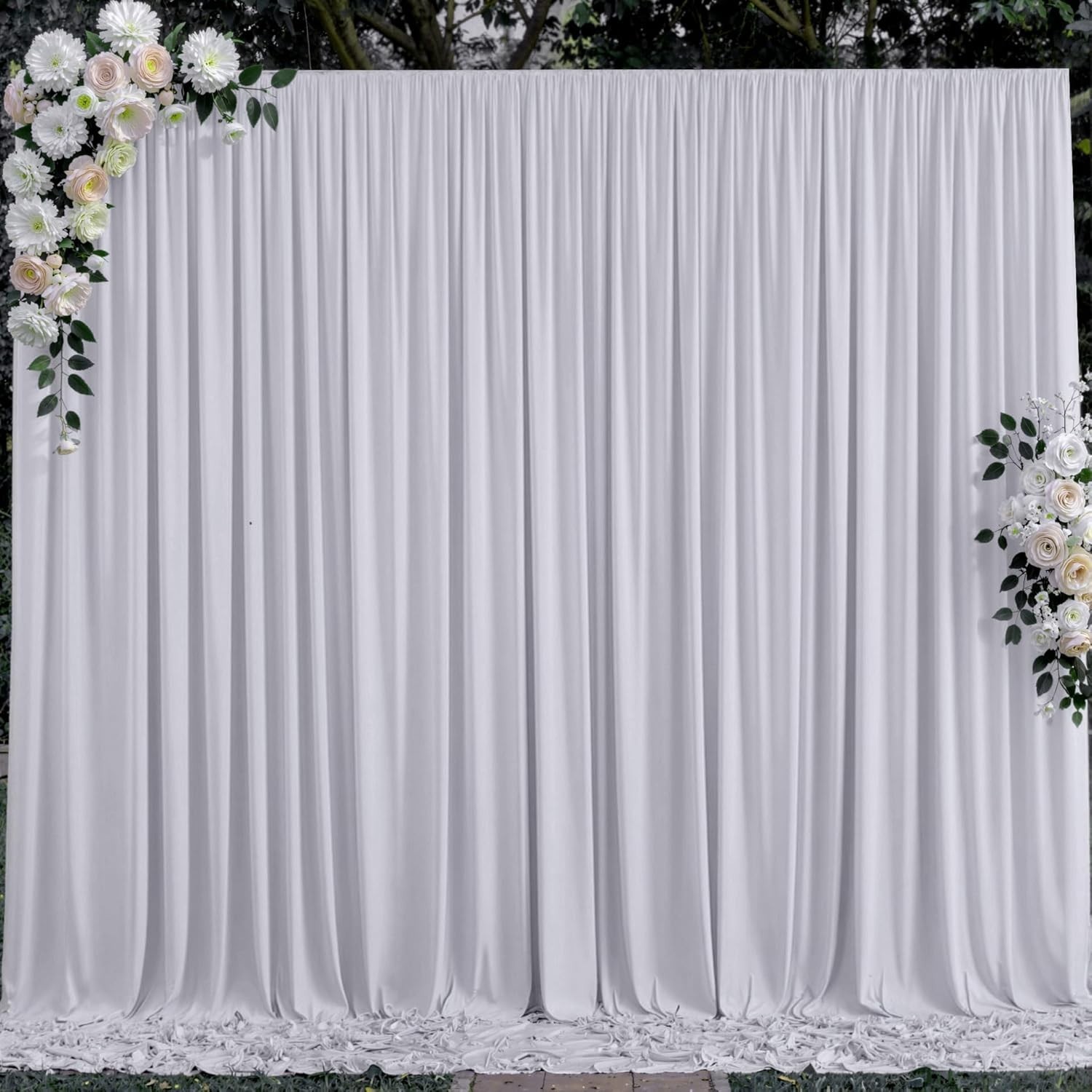 Wrinkle Free Polyester Silver Drapes 5x10ft