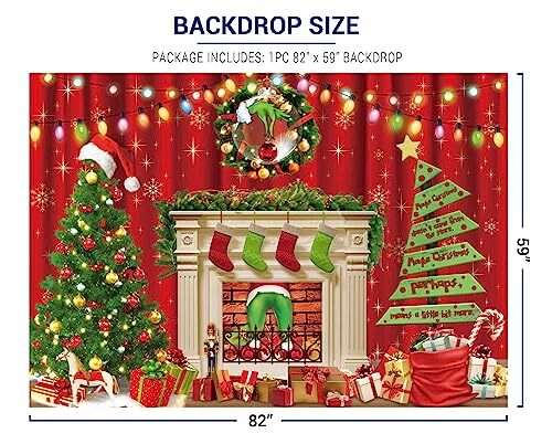 Christmas Fireplace Party Backdrop Cartoon Stole Christmas 7x5ft Christmas2