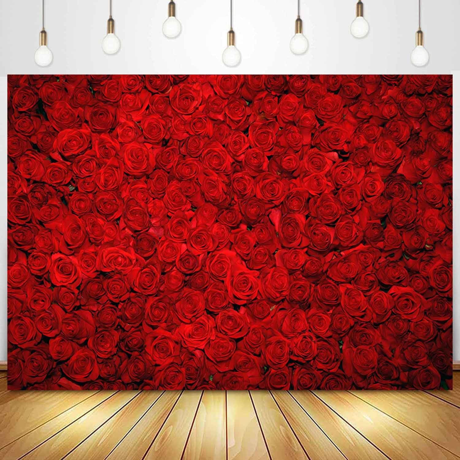 Fabric Red Rose Backdrop Roses Flower Wall Background Valentine’s Day Wedding…
