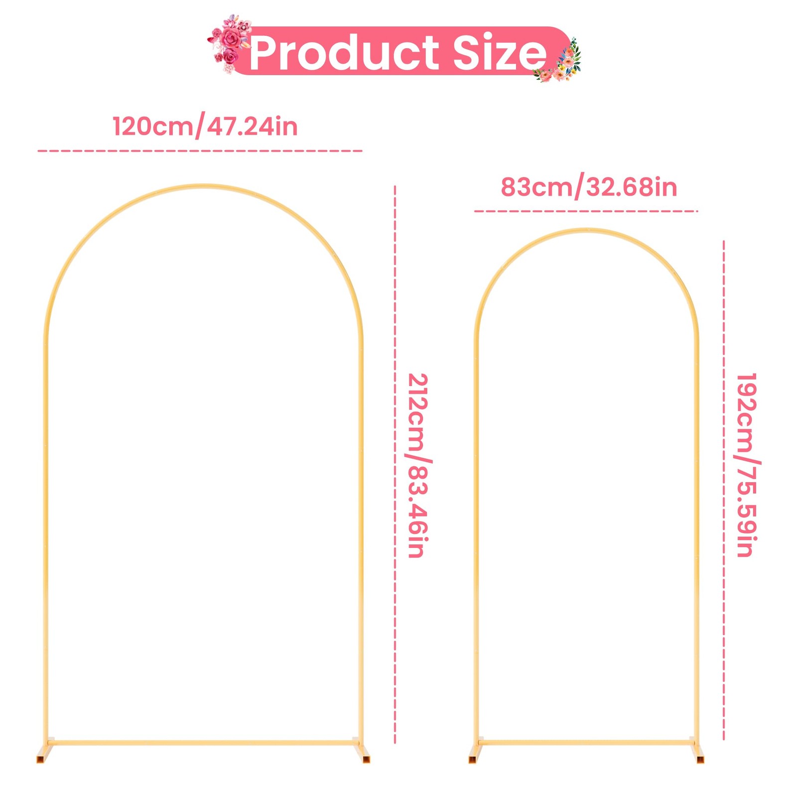 7.2FT+6FT Arch Wedding Arch Backdrop Stand, Heavy Duty Metal Arch Frame for B…
