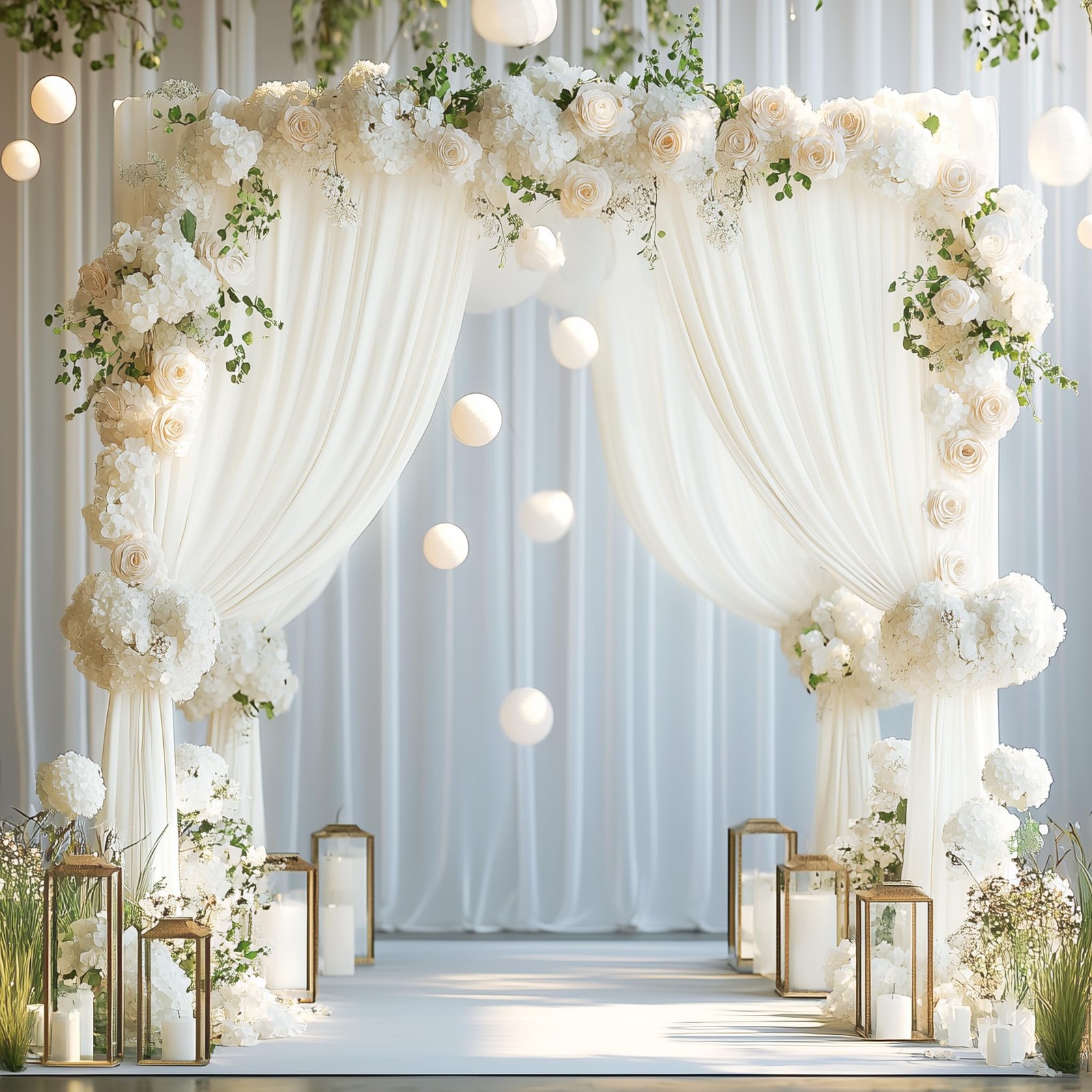 10x10FT Ivory Backdrop Curtains for Parties, Polyester Photo Fabric Curtain B…