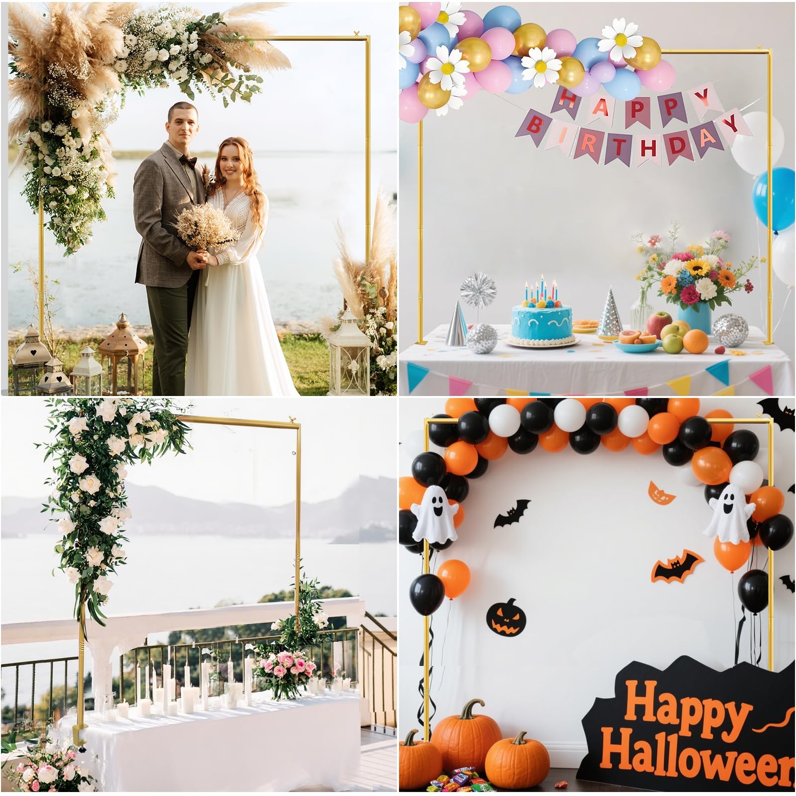 Square Backdrop Stand, Wedding Arch Heavy Duty Adjustable Stand, Over The Tab…