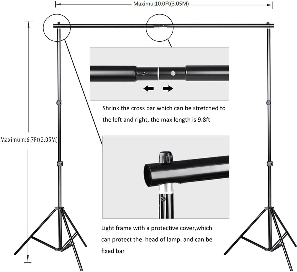 Photo Background Support System with Backdrop Stand Kit, 100% Pure Muslin 6.5 Ft