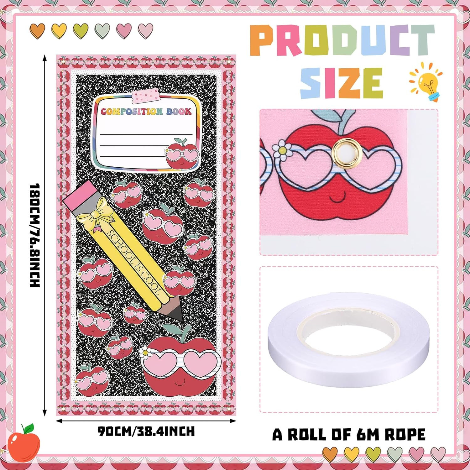 Composition Notebook Banner Door Decor Back to School Party Supplies Classroom D