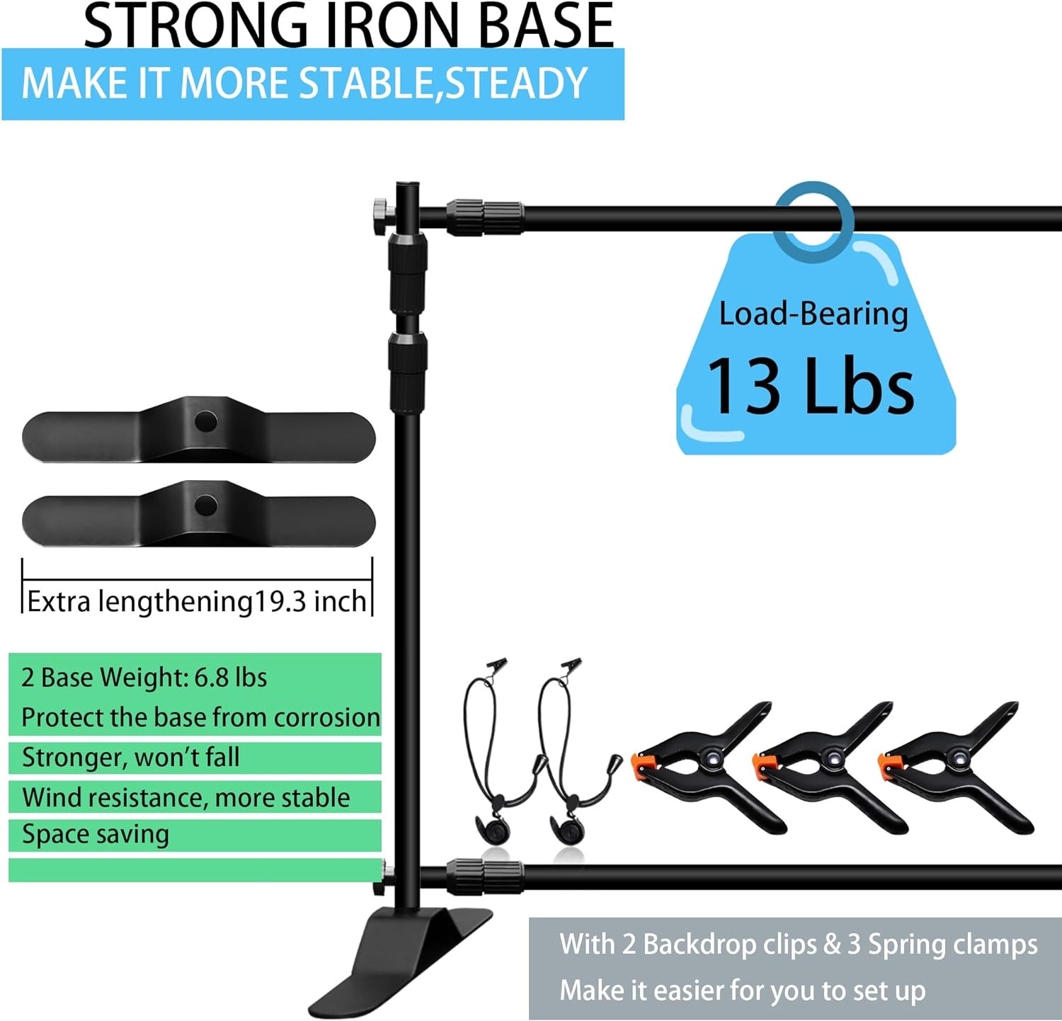 Photo Backdrop Banner Stand Kit, Heavy Duty 10 X 8 FT Adjustable Telescopic Tube