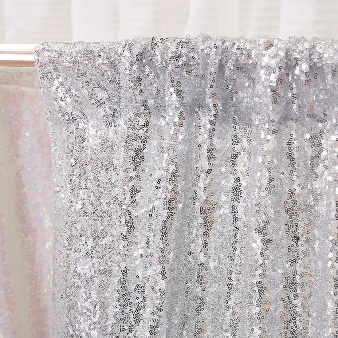 Silver Sequin Photo Backdrop Curtain 6FT x 8FT Birthday Wedding Party Decor