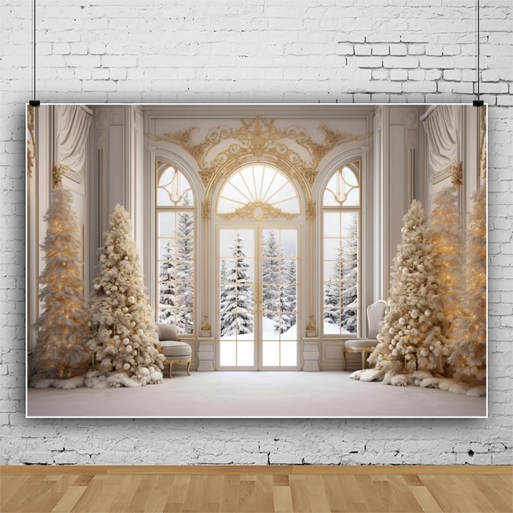 Elegant Christmas Backdrop 7x5ft Fabric Christmas Backdrops for Photography W…