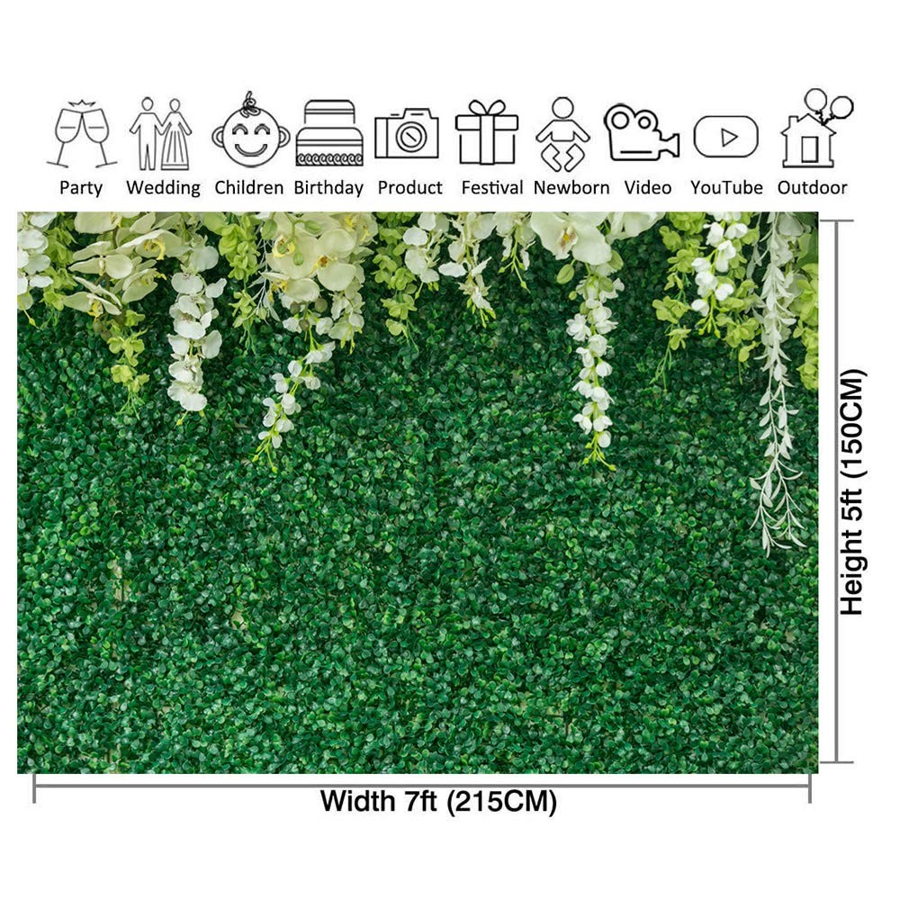 8×6 Ft Greenery Backdrop Flowers Green Leaf Yellow Bridal Shower Wedding Decor