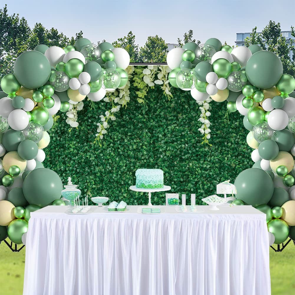 10x8ft Greenery Backdrop, Flower, Spring Green Leaf, White Floral, Photo Wall