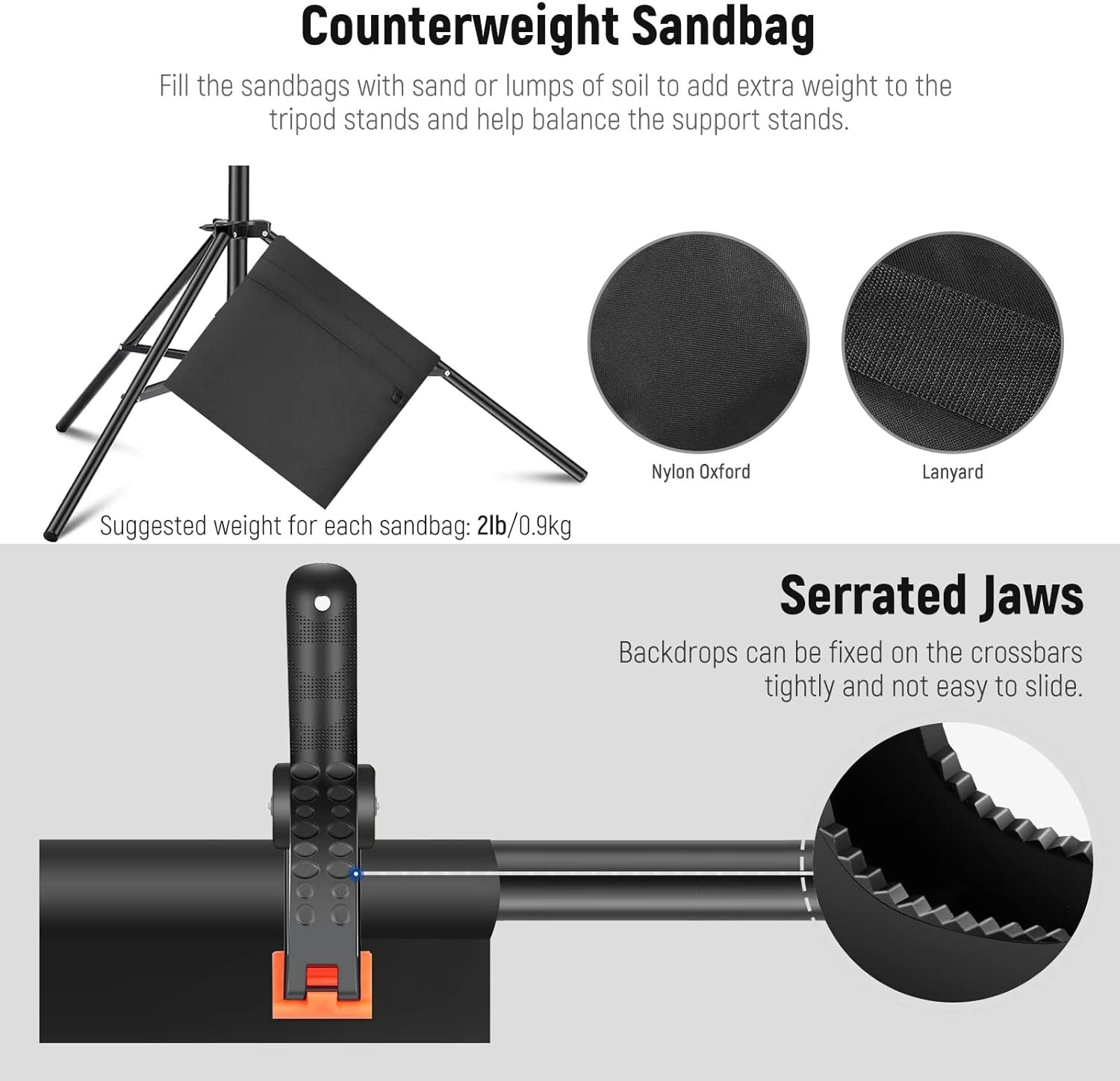 NEW Backdrop Stand Kit -10 x 7- Adjust Height-incl. 6 Clamps, 2 Sandbags, & Case