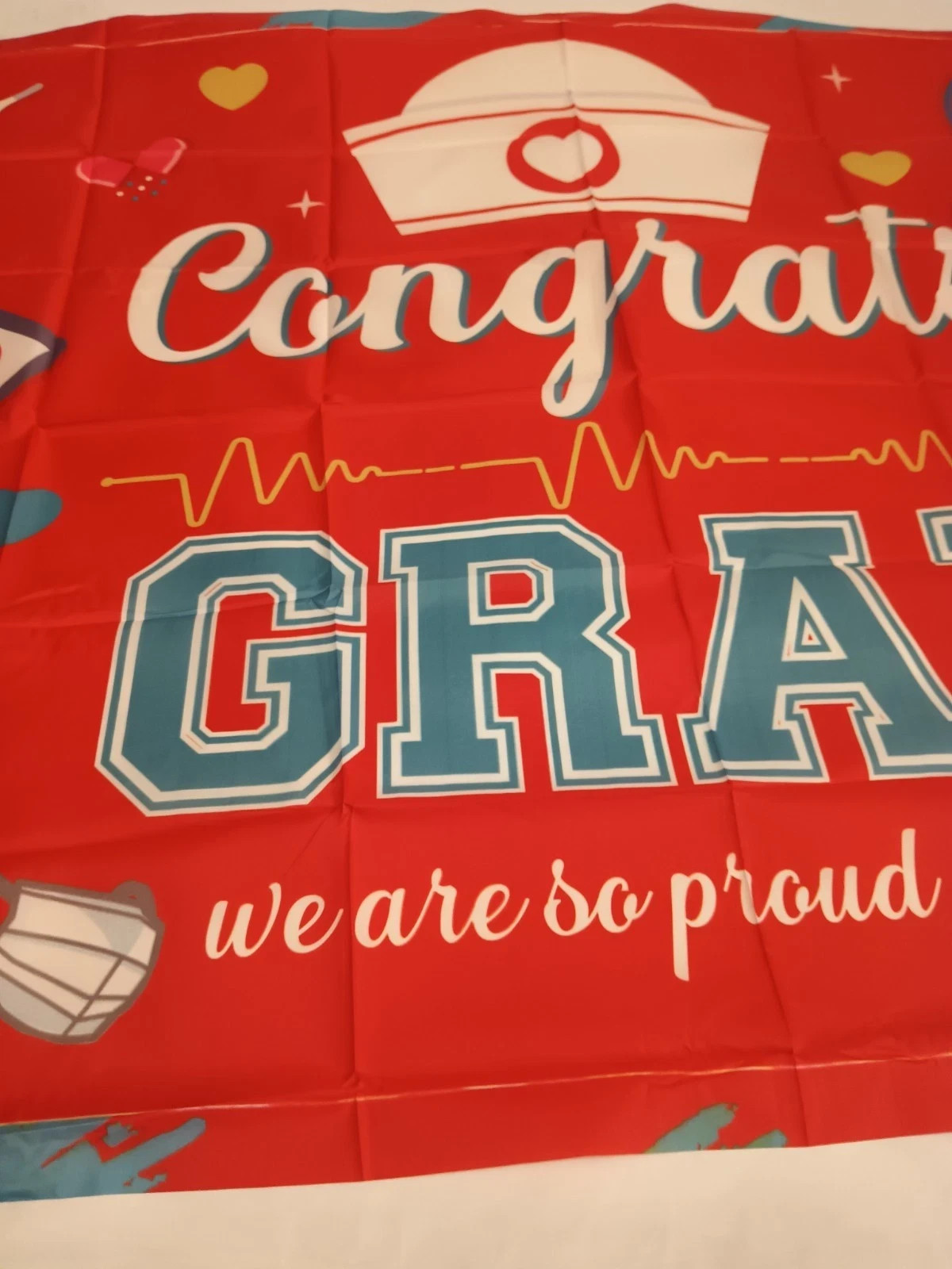 4’x6′ Congrats Grad Backdrop Medical Nurse Graduation Party Banner Decorations