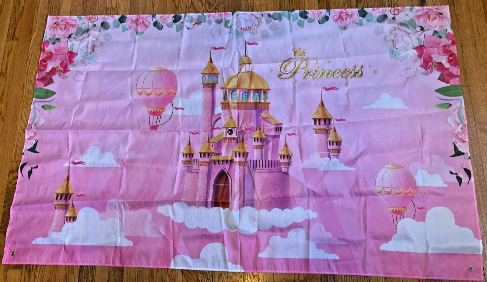 Pink princess castle girl celebration backdrop 6ft X3.5 ft