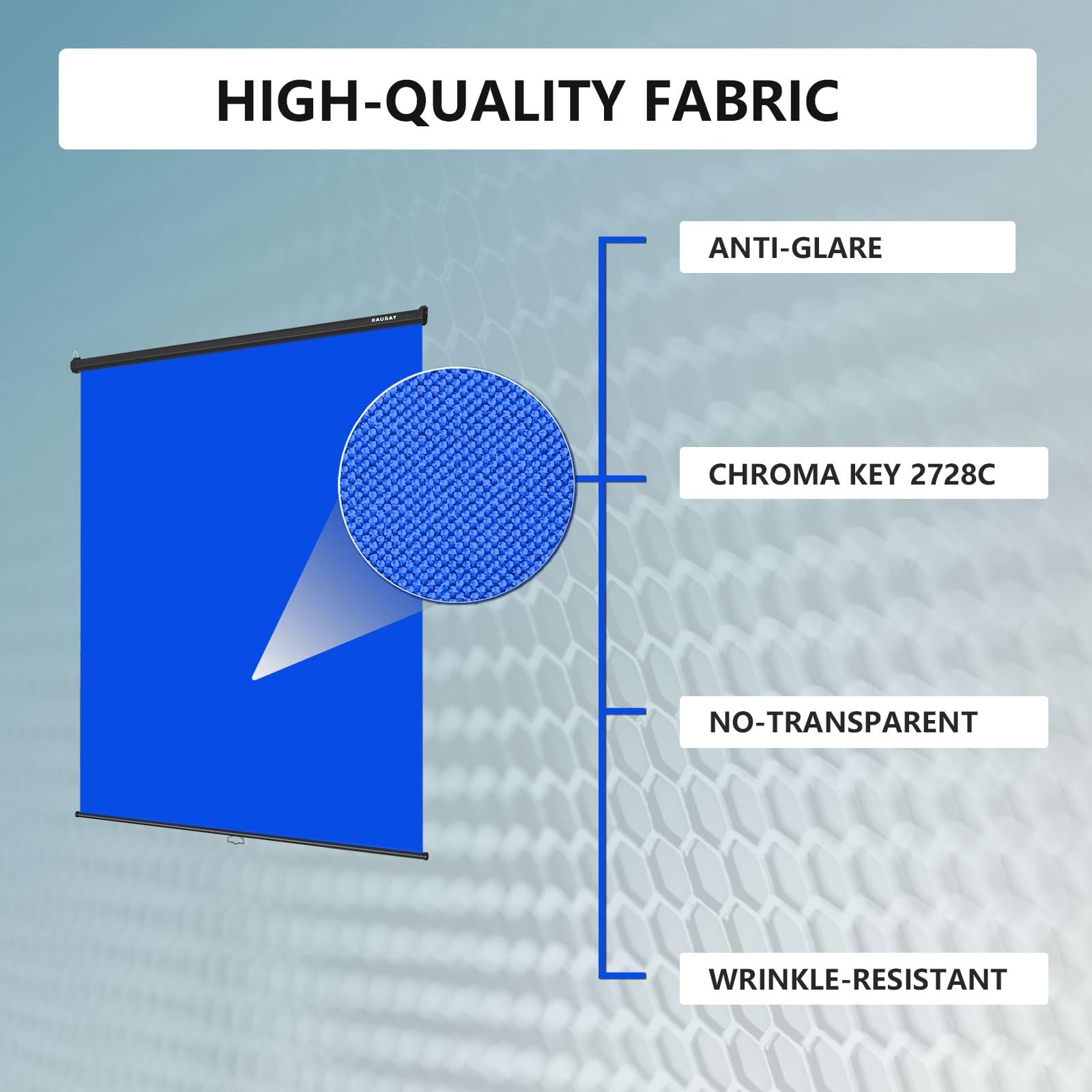 RAUBAY Retractable Pull Down Blue Screen – Standard(59.8 x 86.6in),
