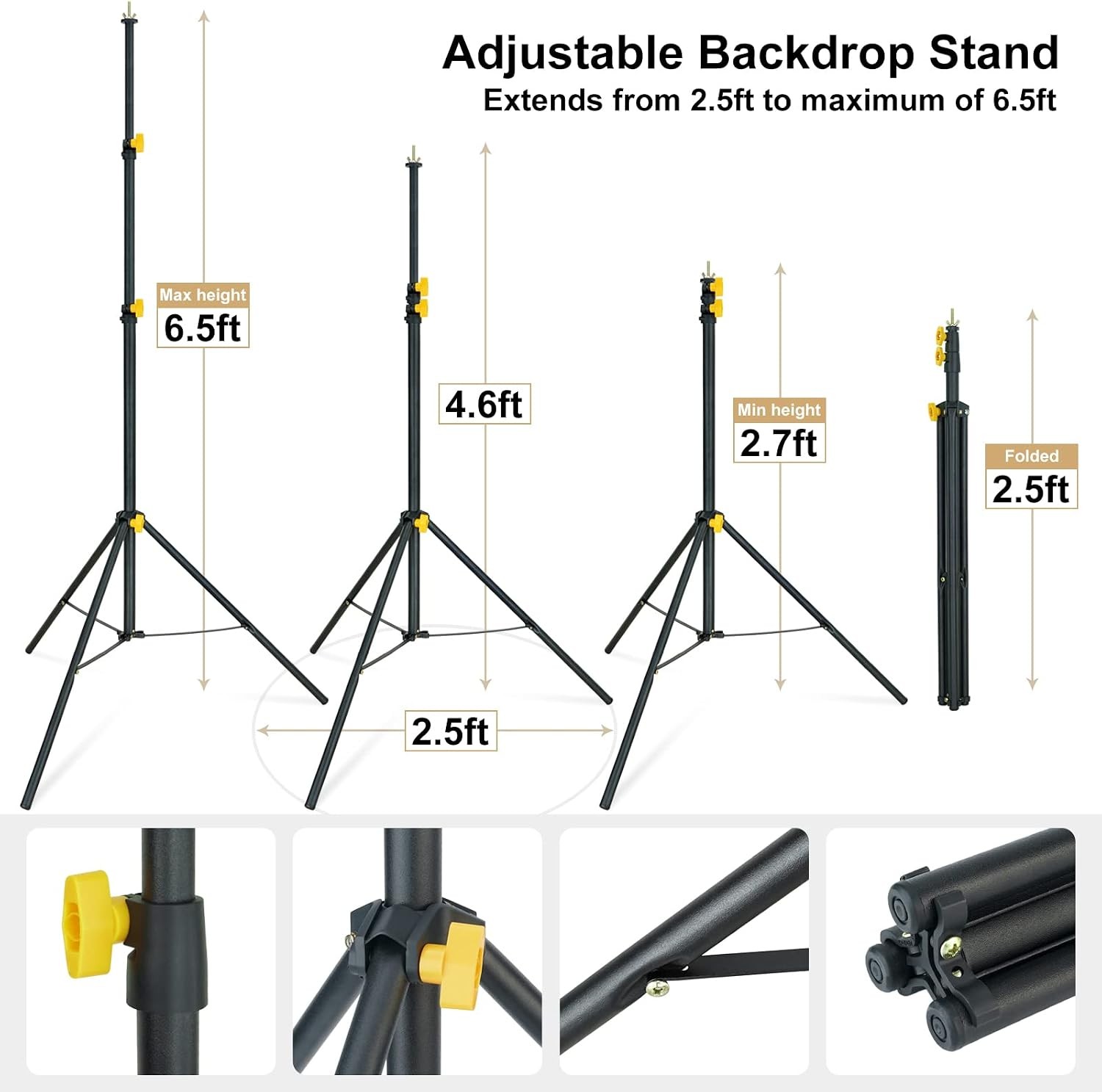 Lincostore Backdrop Support Stand Kit 10×6.5ft Adjustable Photography Studio