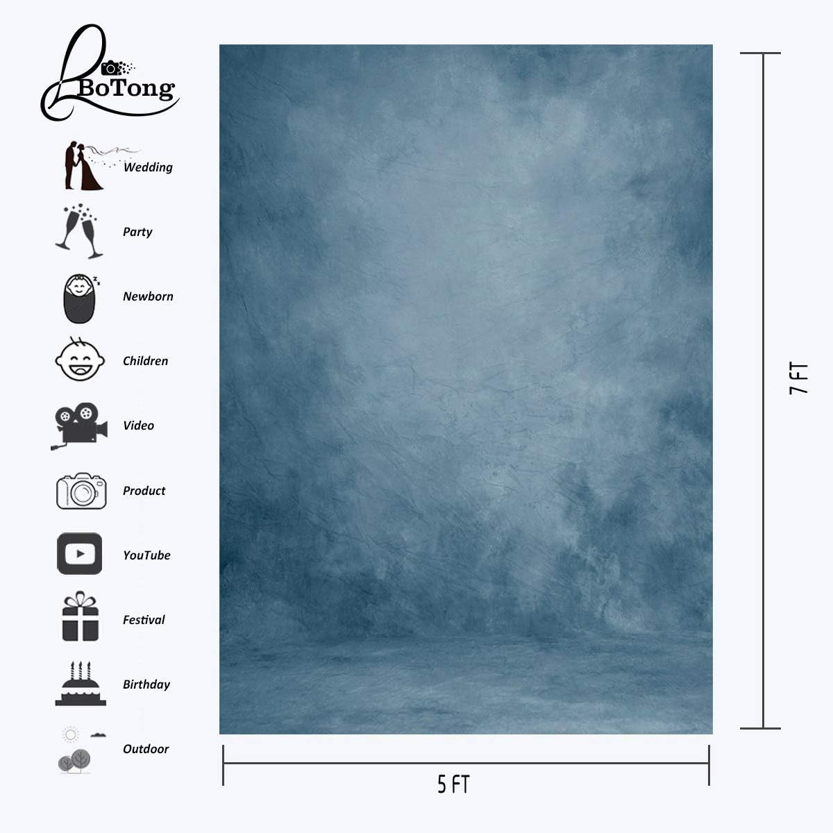 Botong 5X7Ft Abstract Blue Portrait Backdrop Graduation Headshots Photography Ba