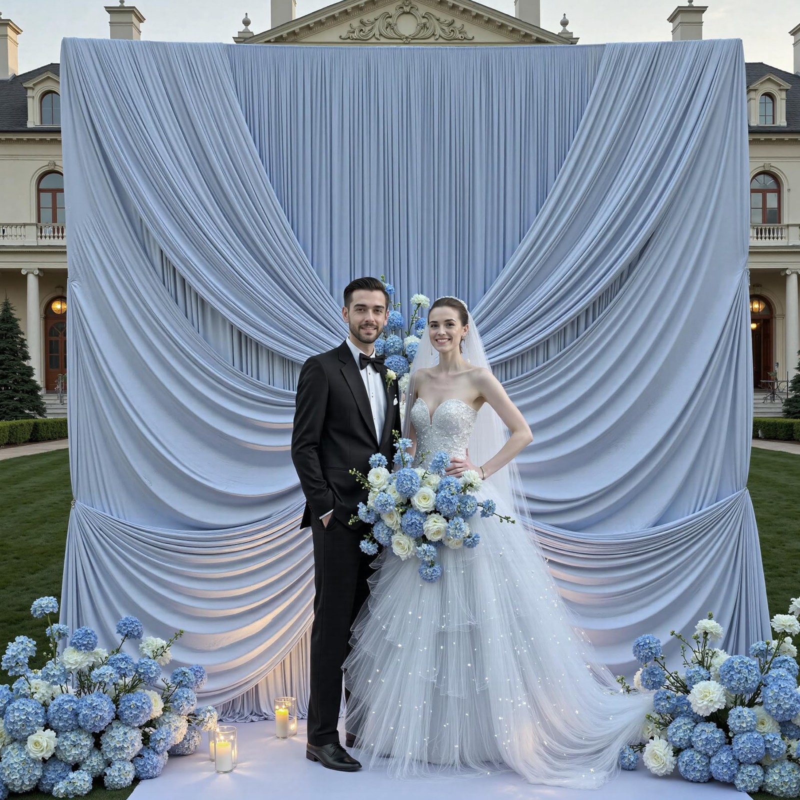 50 ft x 12 Wrinkle Free Dusty Blue W5′ x H12′(10 panels),