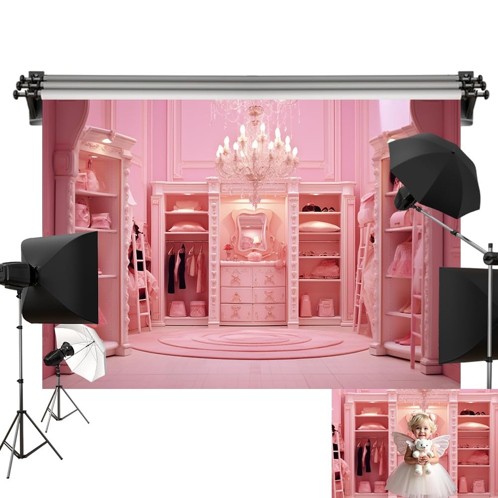 1 PCS Princess Cloakroom Indoor Girls Pink Room Photo Backdrop 7x5ft Studio