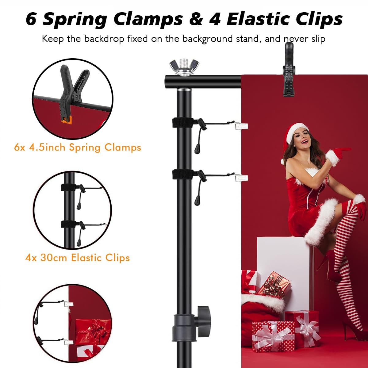 Backdrop Stand, Photo Video Studio 8.5 x10ft Adjustable Background Support Sy…