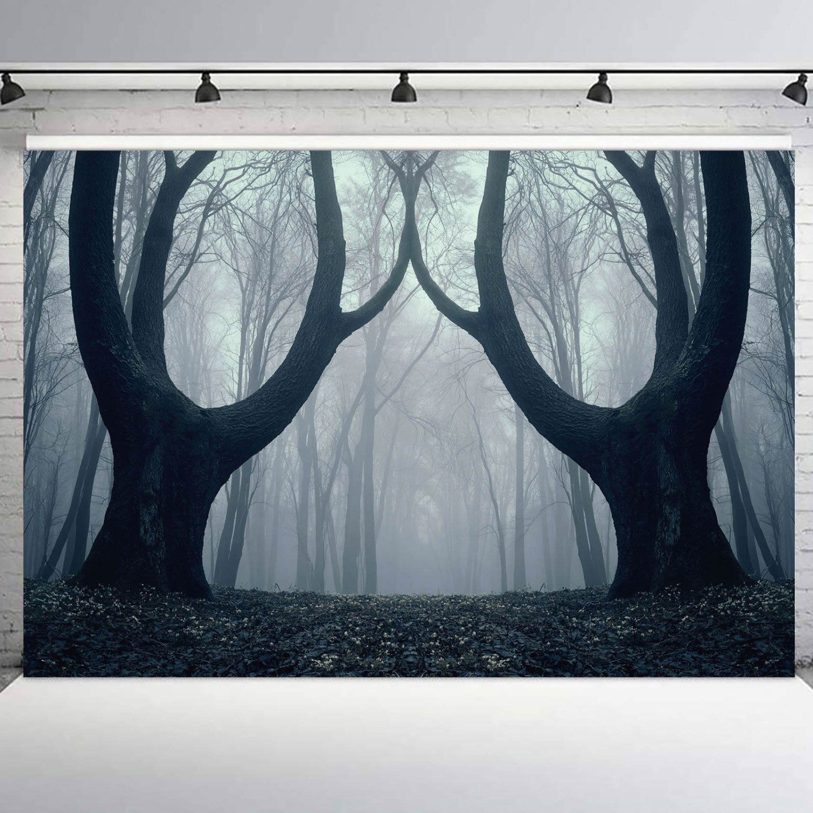 10x8ft Spooky Wood Autumn Dead Leaf Spooky Forest Background for Photography
