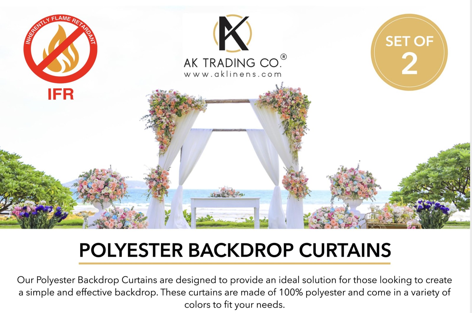 AK TRADING CO. 10 feet x 8 feet IFR Polyester Backdrop Drapes Curtains Panels…