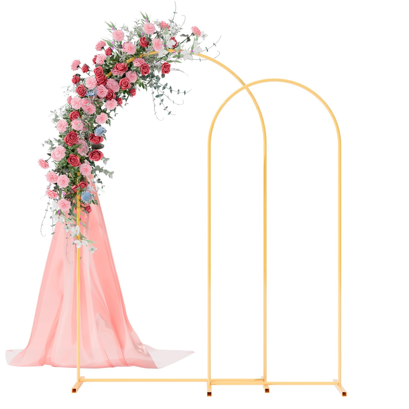 7.2FT+6FT Arch Wedding Arch Backdrop Stand, Heavy Duty Metal Arch Frame for B…