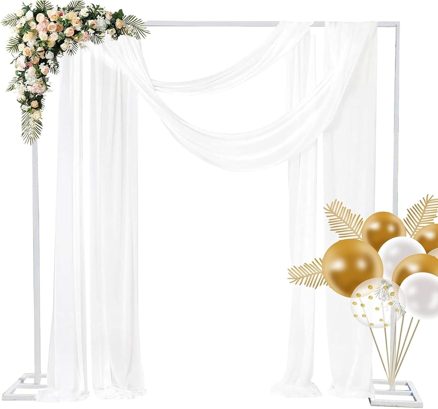 8.2FT Wedding Arch Backdrop Stand,Backdrop Adjustable Stand Metal Arch Frame