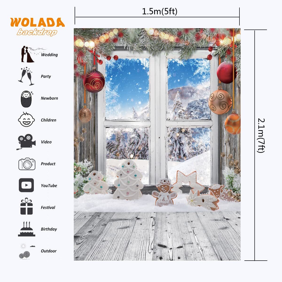 5x7FT Christmas Backdrops for Photography
