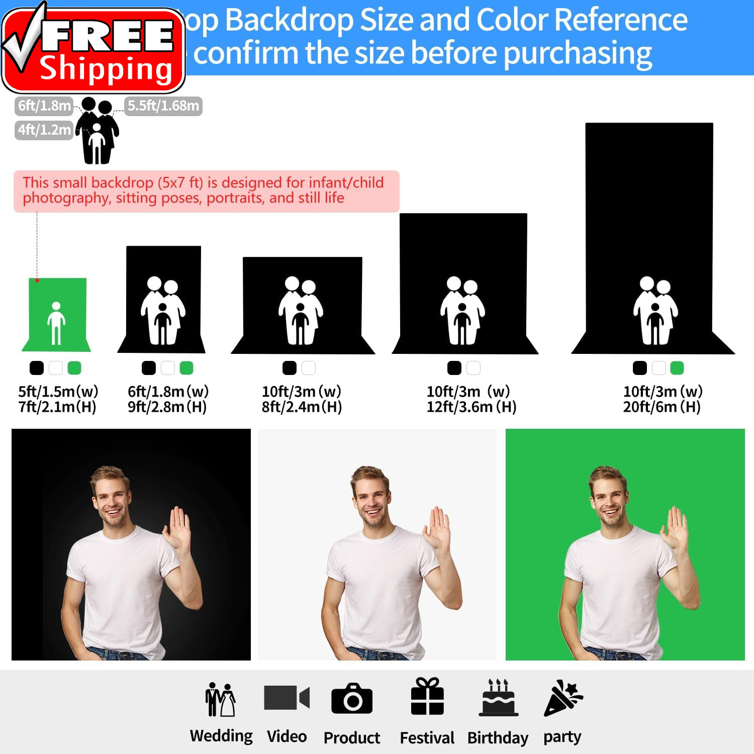 Green Screen Backdrop, 5X7 Ft Photography Chroma Key Greenscreen Background Shee
