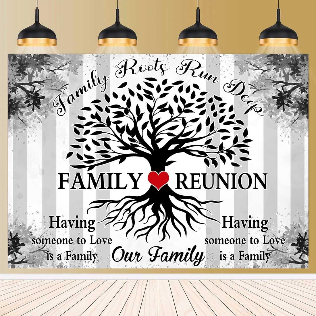 Family Reunion Backdrop for 7x5ft, Black and white gray