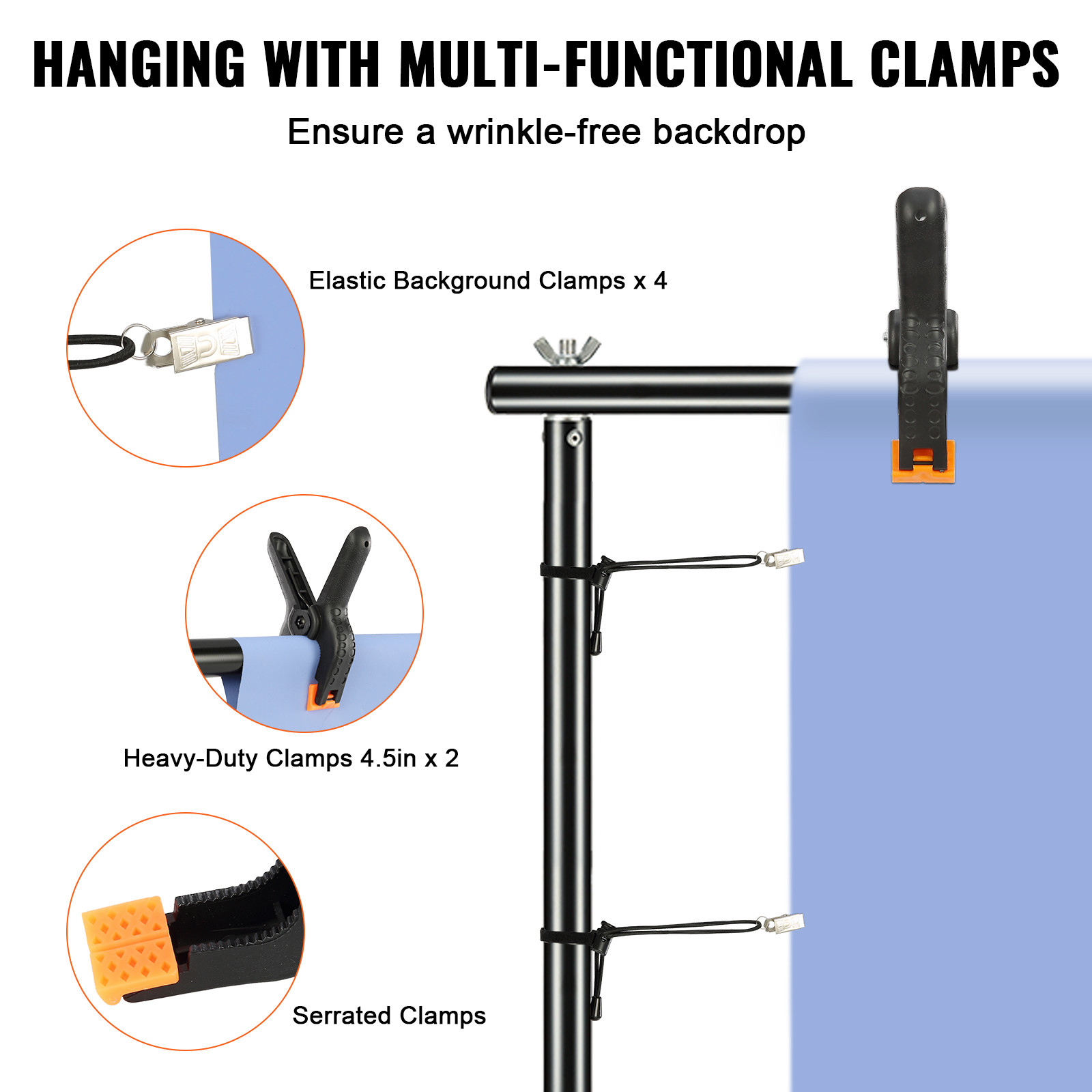 Backdrop Stand Background Stand Kit 5×6.5-12×10 ft for Party & Photo Studio